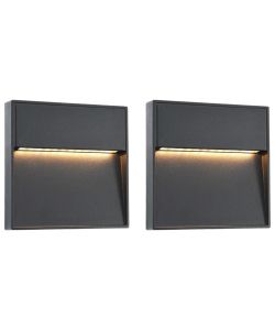 Lampade da Parete da Esterno a LED 2 pz 3 W Nere Quadrate