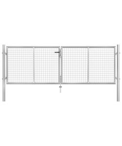 Cancello per Giardino in Acciaio Zincato 306x125 cm Argento