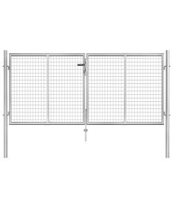 Cancello per Giardino in Acciaio Zincato 306x150 cm Argento