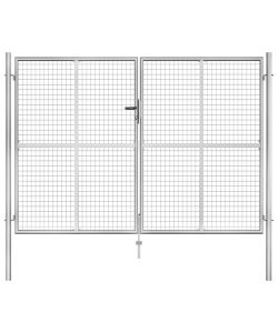 Cancello per Giardino in Acciaio Zincato 306x225cm Argento