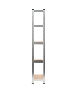 Scaffale Argento 75x30x172 cm Acciaio e MDF