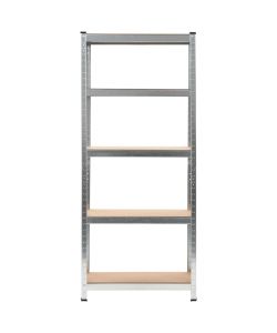 Scaffale Argento 75x30x172 cm Acciaio e MDF