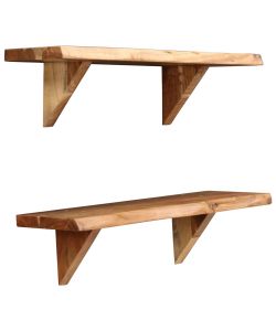 Mensole 2 pz 60x20x16 cm in Legno Massello di Acacia