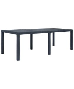 Tavolo da Giardino Antracite 220x90x72 cm Plastica Stile Rattan