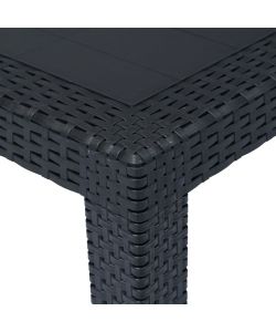 Tavolo da Giardino Antracite 220x90x72 cm Plastica Stile Rattan