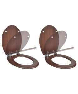 Copriwater a Chiusura Ammortizzata 2 pz in MDF Marrone