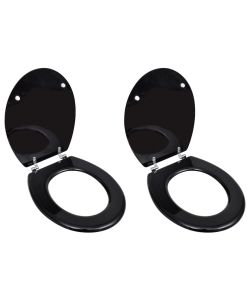 Tavolette WC con Coperchi 2 pz in MDF Nere