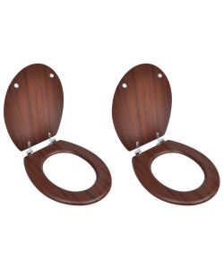 Tavolette WC con Coperchi 2 pz in MDF Marroni