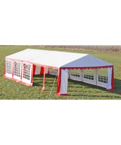 Tetto e pareti di gazebo da festa 10x5 m Rosso & Bianco