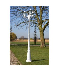 Lampione da Giardino a 3 Bracci 215 cm in Alluminio Bianco