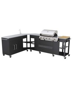 Barbecue a gas Montana, cucina portabile 4 bruciatori +1