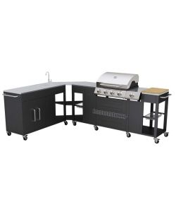 vidaXL - Barbecue a gas portatile nero 4+1 bruciatori