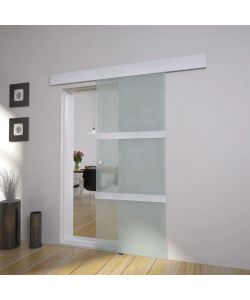 Porta Scorrevole in Vetro e Alluminio 178 cm Argento