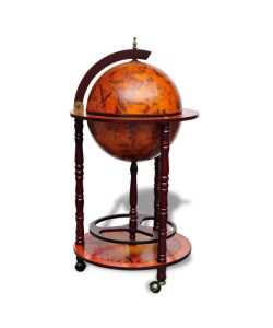 vidaXL Minibar Globo in Legno di Eucalipto Marrone su Ruote - 36 cm
