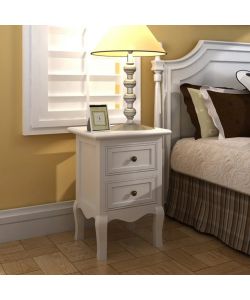 vidaXL Comodini 2 pz Vintage Bianchi con 2 Cassetti in MDF - Stile Elegante