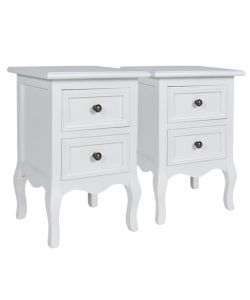 vidaXL Comodini 2 pz Vintage Bianchi con 2 Cassetti in MDF - Stile Elegante