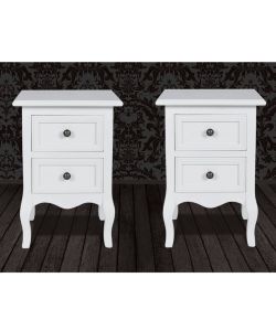 vidaXL Comodini 2 pz Vintage Bianchi con 2 Cassetti in MDF - Stile Elegante