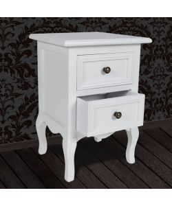 vidaXL Comodini 2 pz Vintage Bianchi con 2 Cassetti in MDF - Stile Elegante