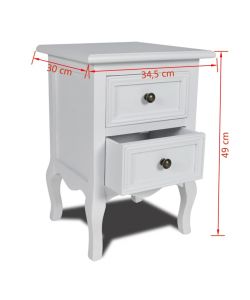 vidaXL Comodini 2 pz Vintage Bianchi con 2 Cassetti in MDF - Stile Elegante