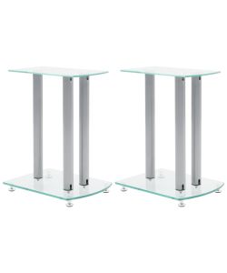 vidaXL Piedistalli per Diffusori 2 pz in Vetro Trasparente e Alluminio - Supporti per Altoparlanti Moderni - Dimensioni 36,8x26,6x46,6 cm