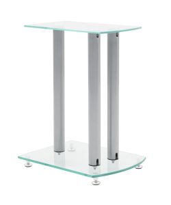 vidaXL Piedistalli per Diffusori 2 pz in Vetro Trasparente e Alluminio - Supporti per Altoparlanti Moderni - Dimensioni 36,8x26,6x46,6 cm