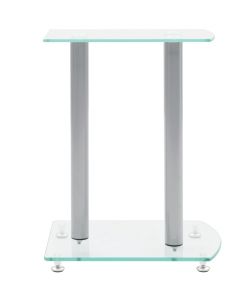 vidaXL Piedistalli per Diffusori 2 pz in Vetro Trasparente e Alluminio - Supporti per Altoparlanti Moderni - Dimensioni 36,8x26,6x46,6 cm