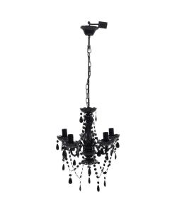 Lampadario in Cristallo con 5 Lampadine Nero
