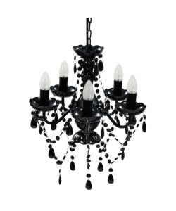 Lampadario in Cristallo con 5 Lampadine Nero