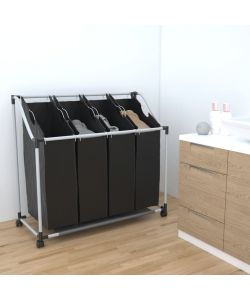 Classificatore lavanderia con 4 borse nero