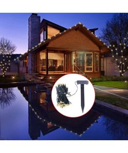 Luci a Striscia Solare a LED Bianco Caldo Addobbo Natalizio