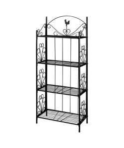 vidaXL Supporto per Piante Quadrato Nero - Portafiori 4 Livelli - 61,5x33x153 cm - Antiruggine - Design Floreale