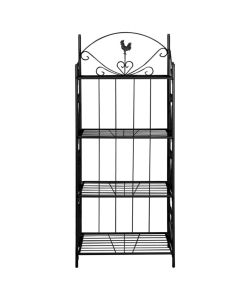 vidaXL Supporto per Piante Quadrato Nero - Portafiori 4 Livelli - 61,5x33x153 cm - Antiruggine - Design Floreale