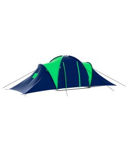 Tenda da campeggio in poliestere per 9 persone blu e verde