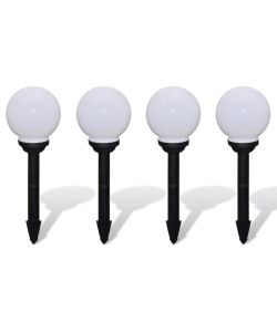 Lampioni Solari LED Giardino 4 pz Rotondi 15 cm con Picchetto
