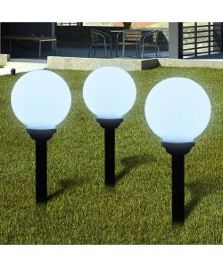 Lampione Solare a LED da Giardino 20 cm 3 pz con Picchetto
