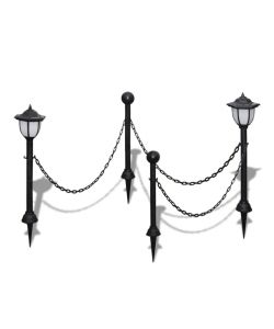 Set Recinzione a Catena con 2 Lampioncini a LED e 2 Paletti