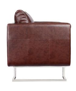 Poltrona a Pozzetto con Gambe Cromate Marrone in Similpelle