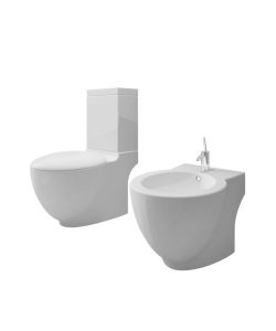 Set WC e Bidet con Piede in Ceramica Bianca