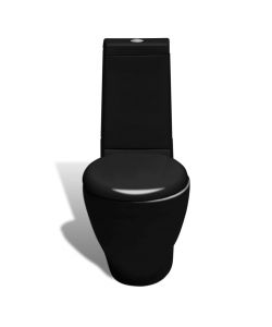 Set di Bidet e Toilette da Pavimento in Ceramica Nera