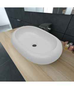 Lavello Bianco in Ceramica di Lusso Ovale 63x42 cm