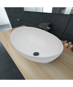 Lavello in Ceramica di Lusso Bianco Ovale 40 x 33 cm