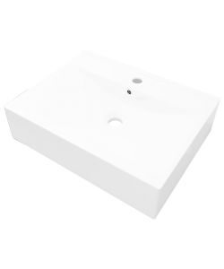 Lavello Bianco in Ceramica di Lusso con Foro Rubinetto 60x46 cm