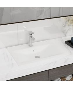 Lavello Bianco in Ceramica di Lusso con Foro Rubinetto 60x46 cm