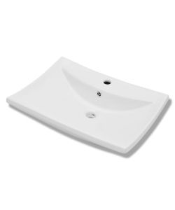 Lavabo Ceramica Lusso Rettangolare Foro di Trabocco e Foro Rubinetto
