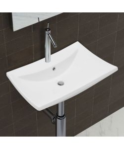 Lavabo Ceramica Lusso Rettangolare Foro di Trabocco e Foro Rubinetto