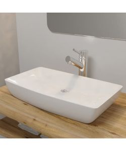 Lavello Bianco in Ceramica di Lusso Rettangolare 71x39 cm