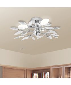 Lampada da Soffitto Foglie Bianco e Acrilico Trasparente 3xE14