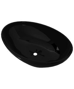 Lavello in Ceramica di Lusso Nero Ovale 40 x 33 cm