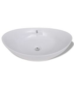 Lavello Ovale in Ceramica di Lusso con Troppopieno 59x38,5 cm