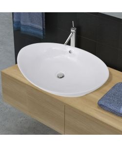 Lavello Ovale in Ceramica di Lusso con Troppopieno 59x38,5 cm